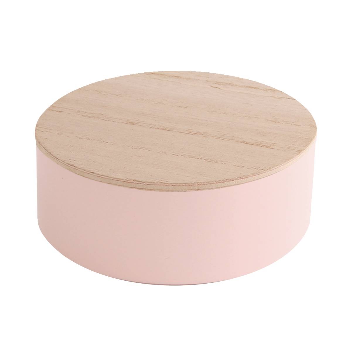 rond blikje hout licht roze