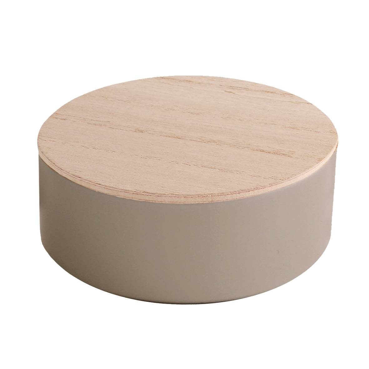 rond blikje hout taupe