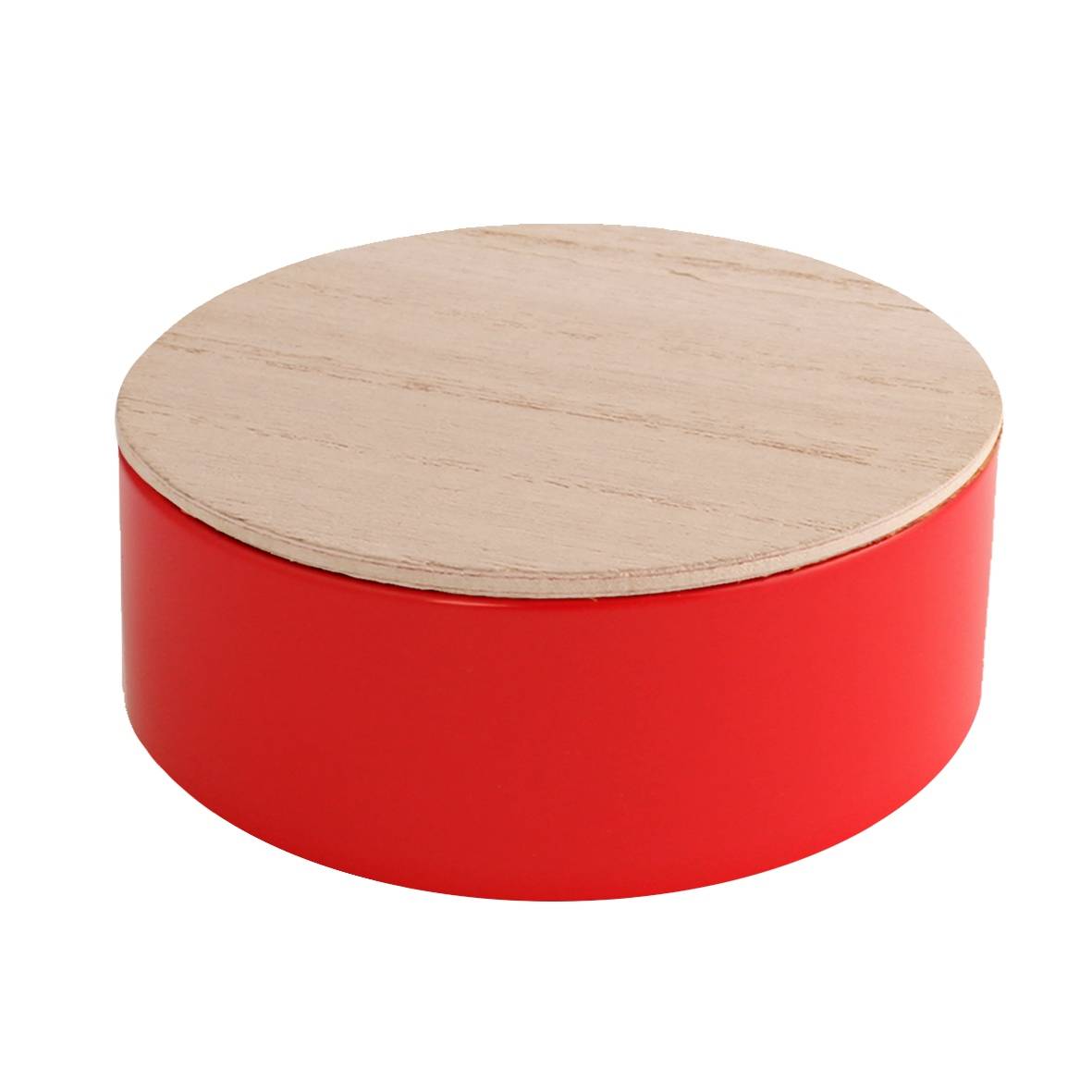 rond blikje hout rood